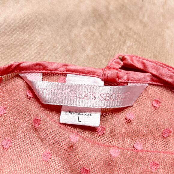 Victoria's Secret Vintage Pink Babydoll Open Front Lingerie Top Sheer Mesh Satin - Picture 3 of 7
